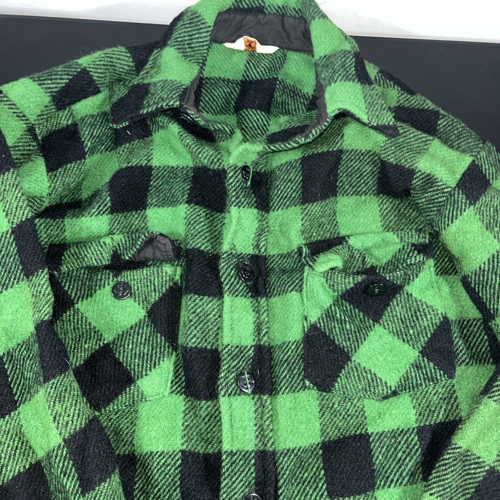 Frostproof 80% Wool Green Black Buffalo Plaid Flannel Shirt Jacket  Size 16